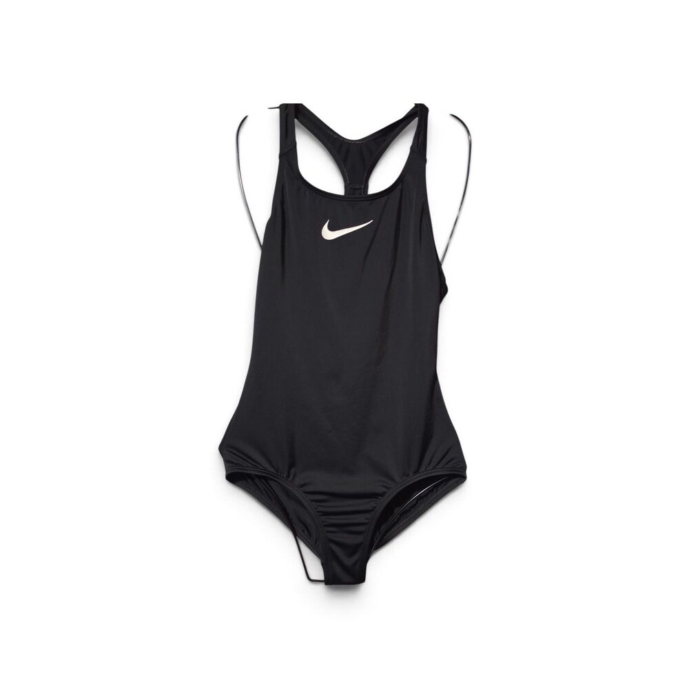 Nike Women’s Black Solid One-Piece Competitive Swimsuit Racerback Logo Size L